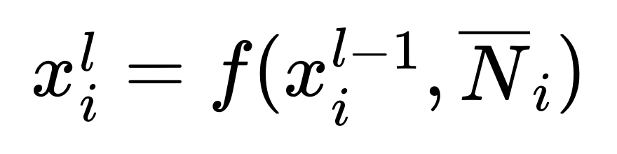 An equation that defines the value of a target signal in a layer in our neural network. In particular, the value of our target signal of a node at a layer is a function of the value of that same layer at the previous layer and the values within its neighborhood.