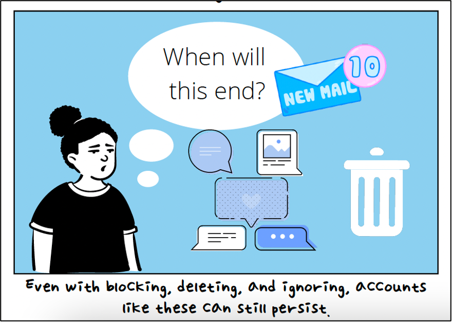 A teen’s storyboard describing how online risks persist endlessly.
