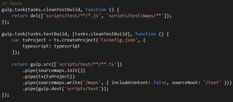 gulp typescript tests build