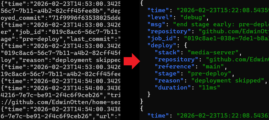 Pretty-print JSON in doco-cd logs