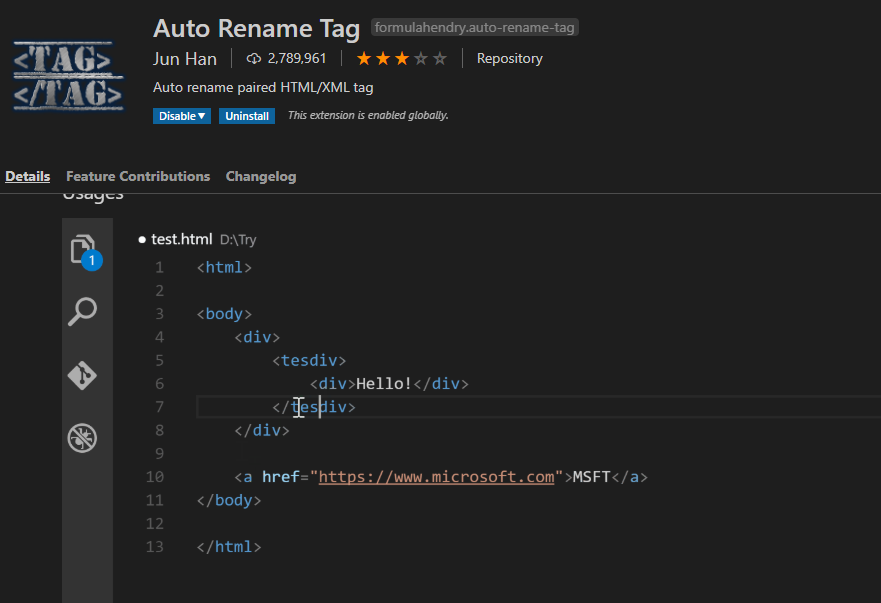 auto rename tag