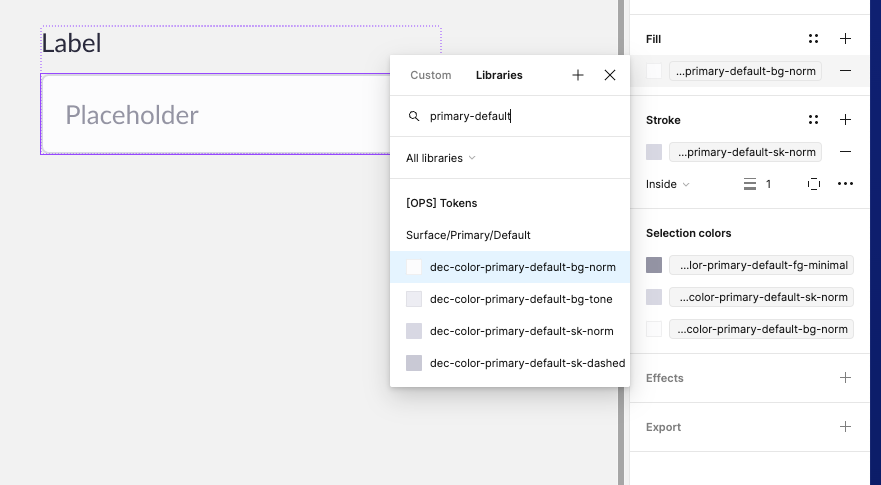 Easy search for Tokens on Figma