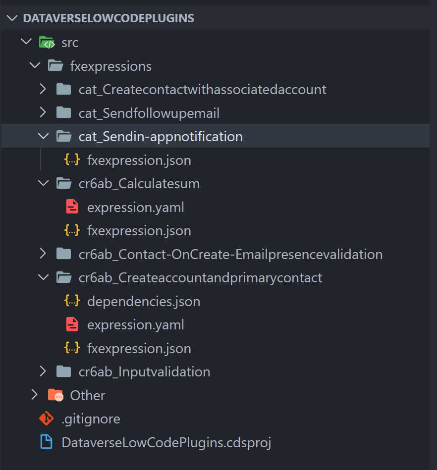 3 different examples of FxExpression objects in source control