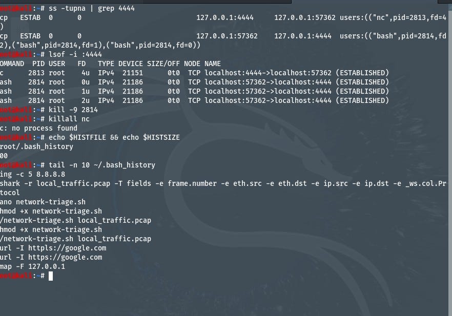 Spent the evening in my Kali lab practicing the full incident response loop on a Linux host.