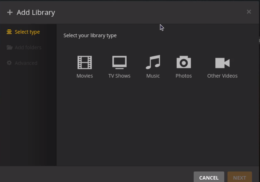 An image of the default categories exist on the library