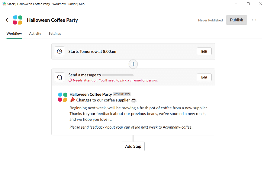 recurring messages on Slack