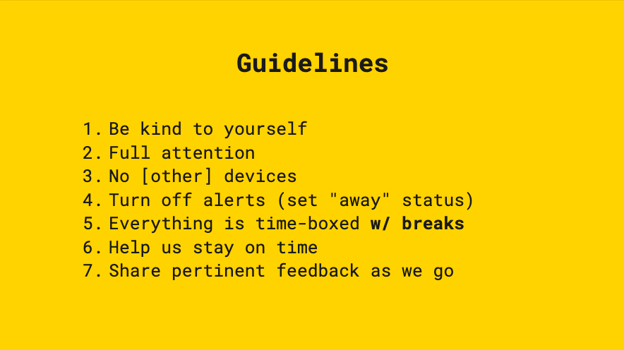 Slide with sprint guidelines