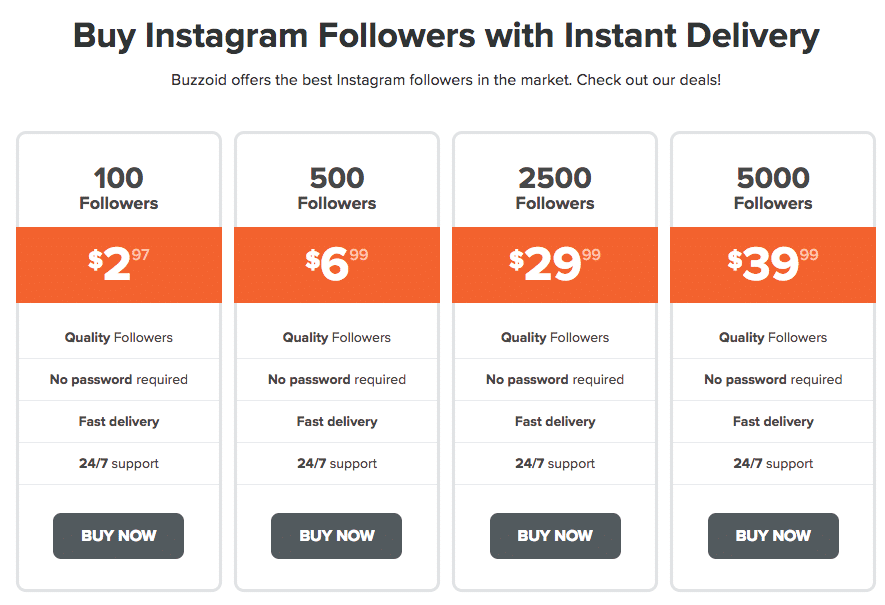 Buzzoid: comprar seguidores no Instagram