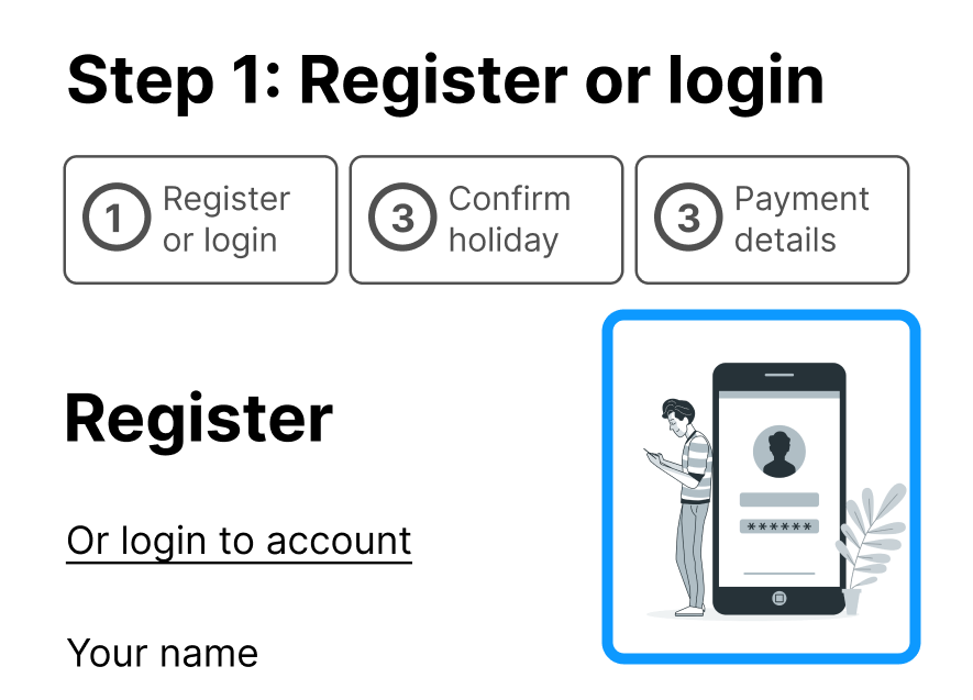 Login interface screen with an image signifying logging in highlighted.