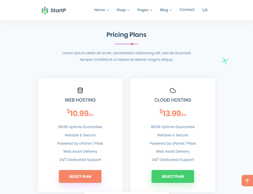 StartP — product website templates