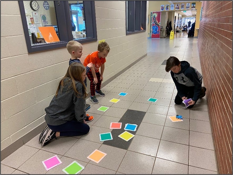 Students using the Sphero Indi