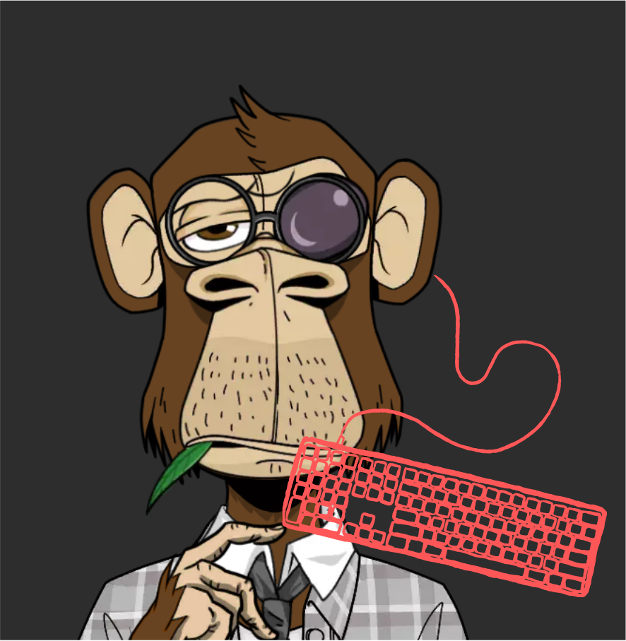 bored ape with a key board