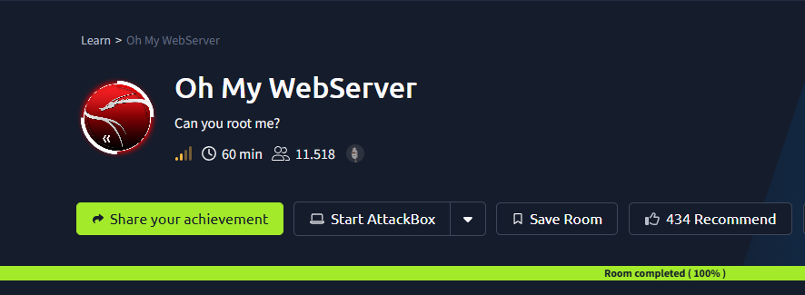 Oh My WebServer (THM) Tryhackme WriteUp Answer