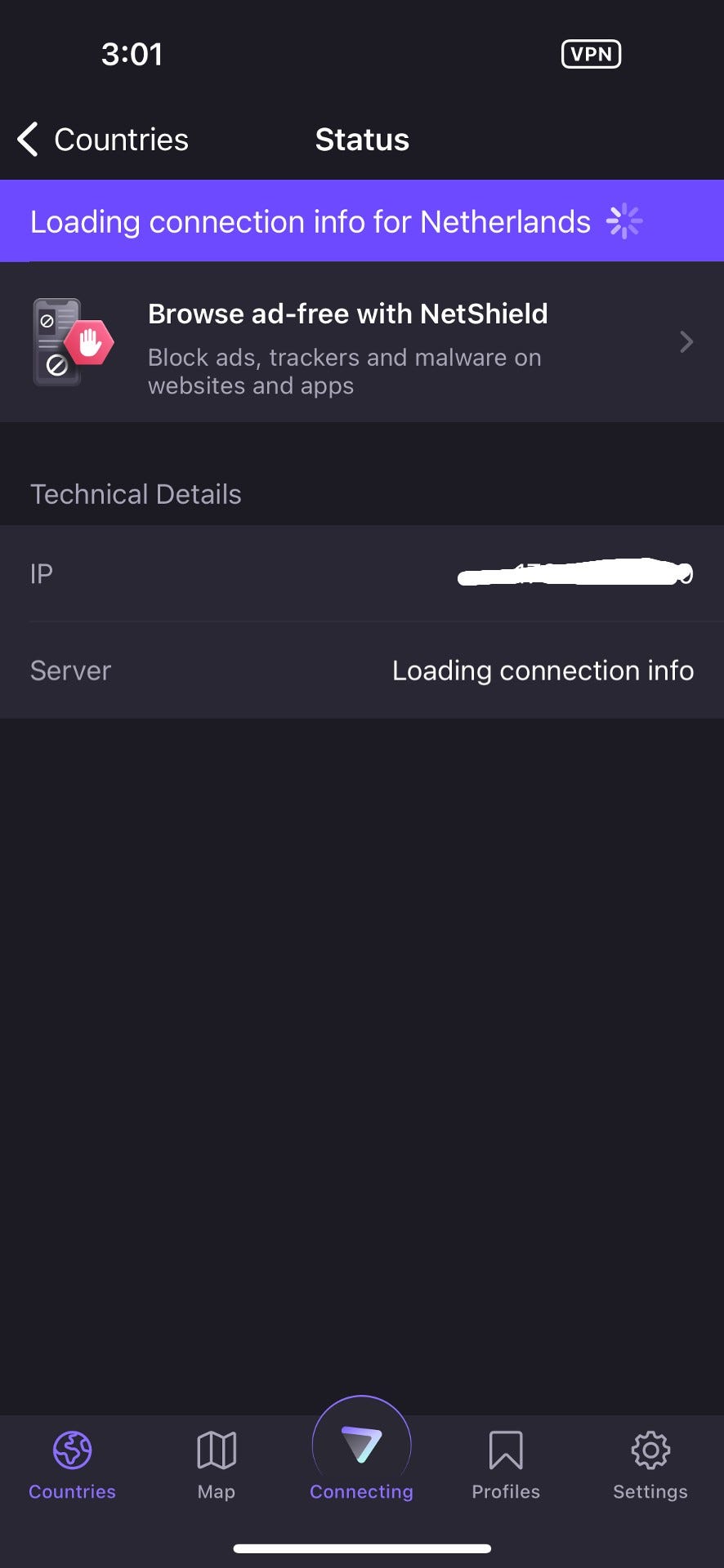 phone connecting to a VPN in Holland