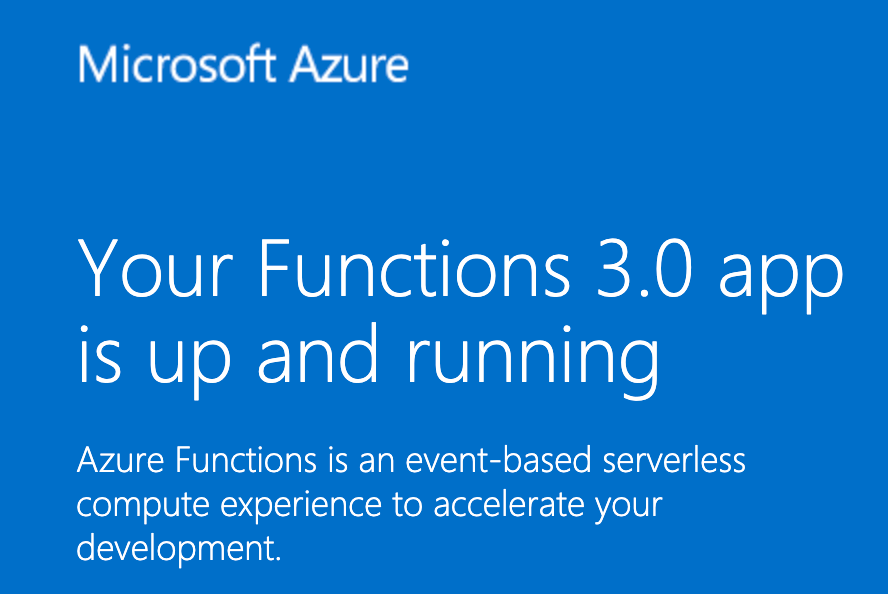 Azure Function App default “It works page”.