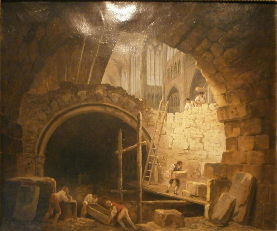 Looting of Royal Tombs in Saint-Denis Basilica, October 1793, Hubert Robert, Public Domain