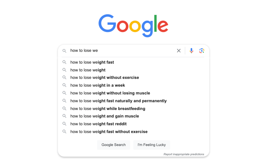 Google searches related to weight loss