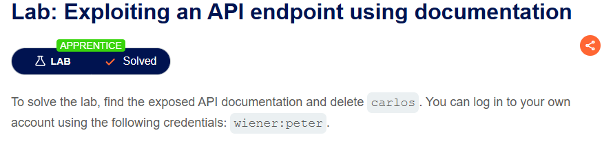 Lab: Exploiting an API endpoint using documentation ( API testing ) #lab 1