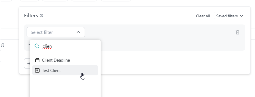 filter by dropdown in clickup