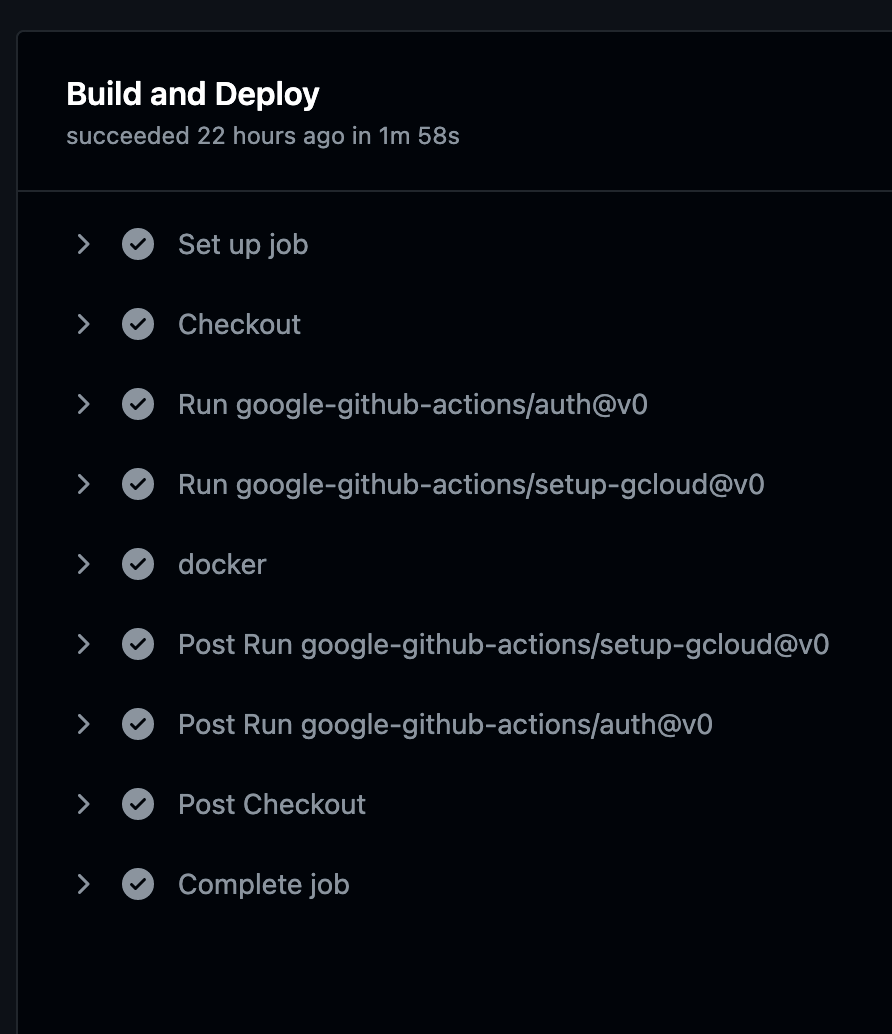 The image is a screenshot from GitHub Actions UI showing “Build and Deploy” workflow steps.
