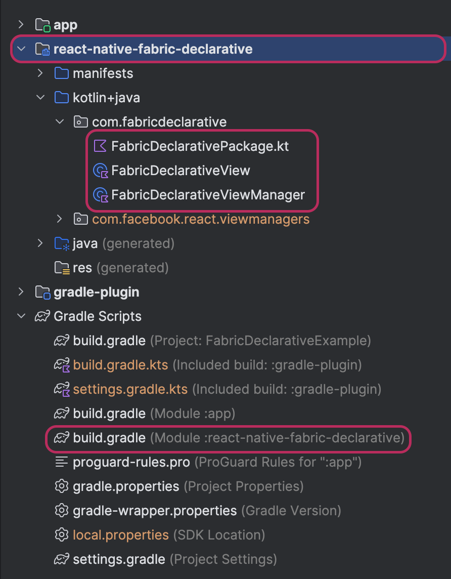 Example project structure in Android Studio