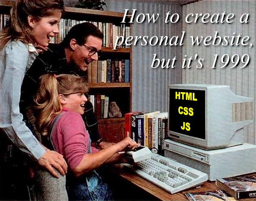 Photo of excited tipical ’90s family waiting to learn how to build personal website.