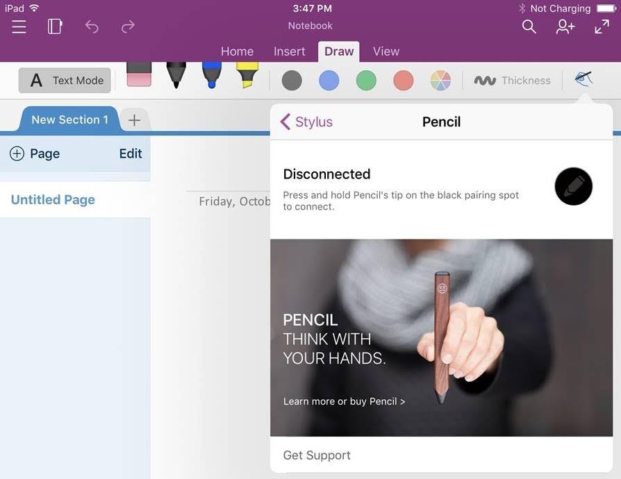 Connect Pencil by FiftyThree to OneNote with easy Bluetooth pairing