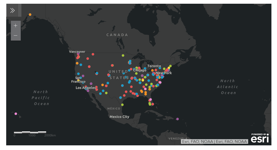 A screenshot of a map showing which U.S. officials left office in 2019 and why.