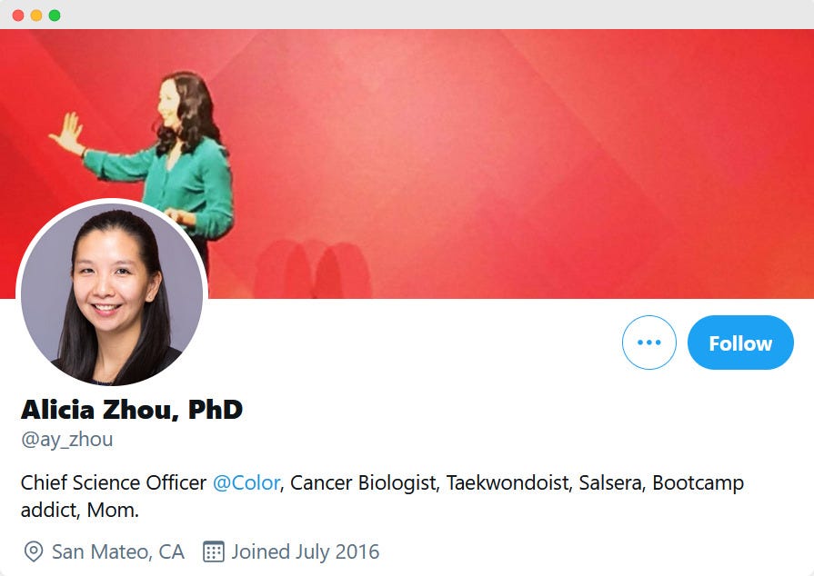 Dr. Alicia Zhou's Twitter account