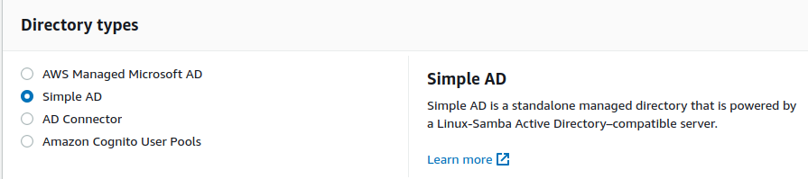Directory type: Simple AD using Samba