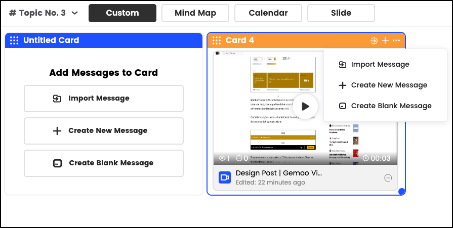 Cards within a topic