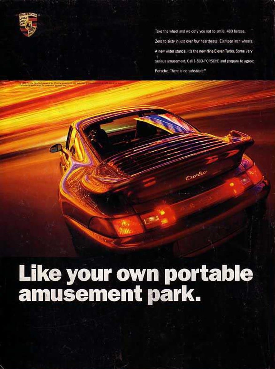 Porsche Ad: “Like your own portable amusement park”