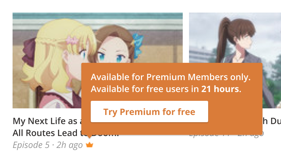 Image of the tooltip for orange crown icon with premium trial CT