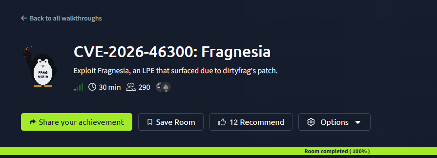 CVE-2026–46300: Fragnesia (THM) Tryhackme Walkthrough