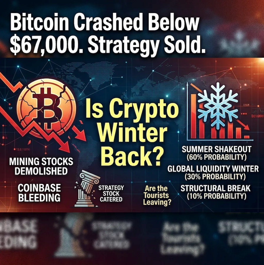 Bitcoin Crashed Below $67,000. Strategy Sold. Is Crypto Winter Back?
