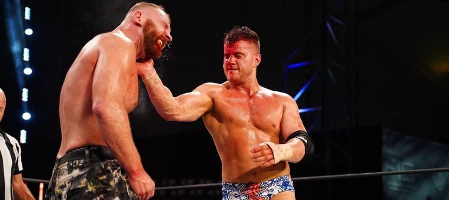 MJF striking Jon Moxley. All Out, 2020.
