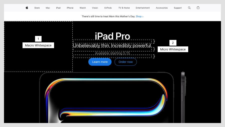 Apple Website Utilizes Whitespace to Enhance Readability
