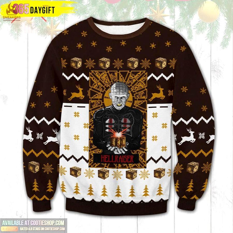 Hellraiser Christmas Horror All-Over Print Thicken Sweater Travis Scott Merch