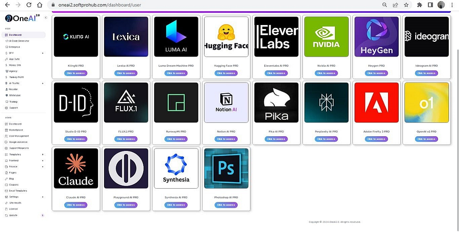 OneAI 2.0 Review-15 + AI Bundle in single dashboard