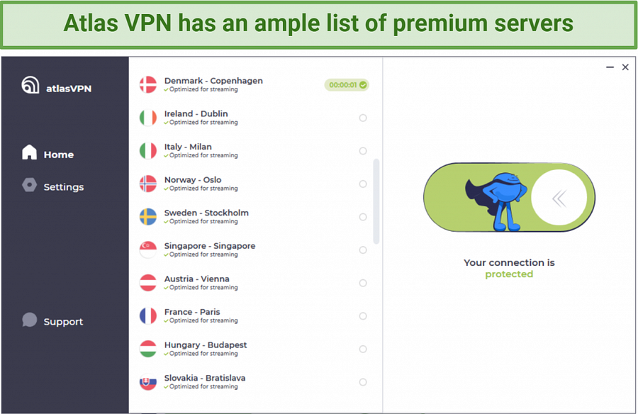 AtlasVPN Dashboard — One of the fastest but most affordable VPNs on our list