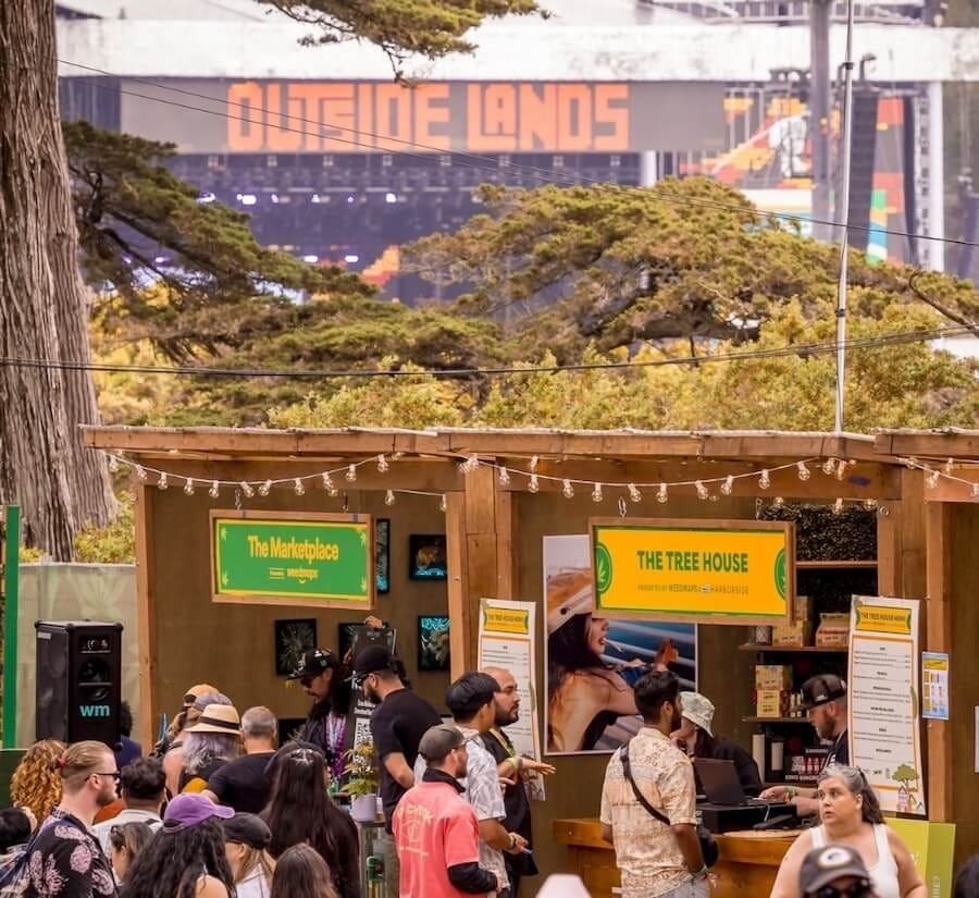 A view of Grass Lands — a curated cannabis experience at Outside Lands in San Francisco, California. Image via Outside Lands & Alive Coverage.