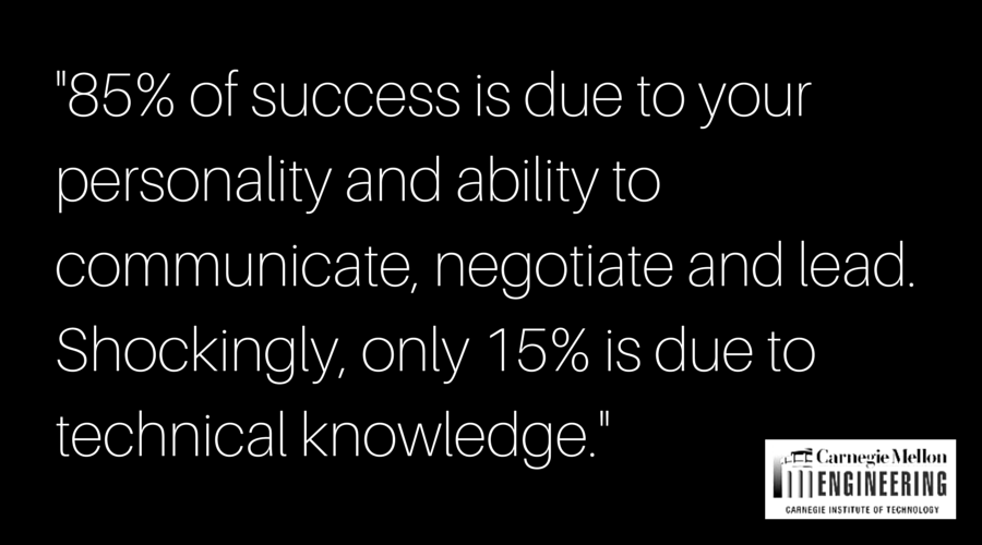 Quote from Carnegie Institute study about the factors behind success