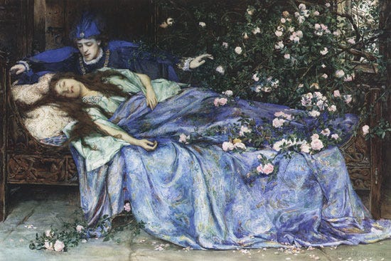 Pre-Raphaelite paintings of Sleeping Beauty