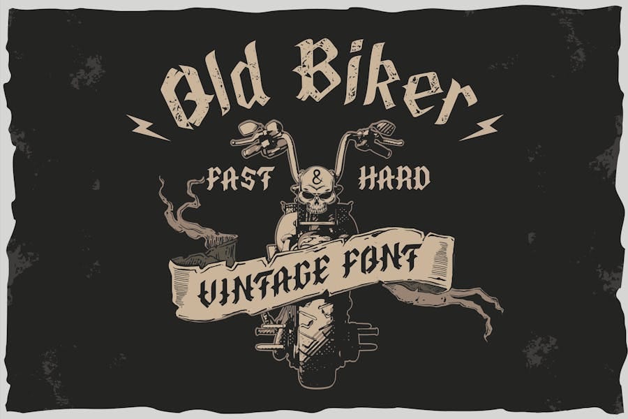 Old Biker Gothic Style Vintage Label Font