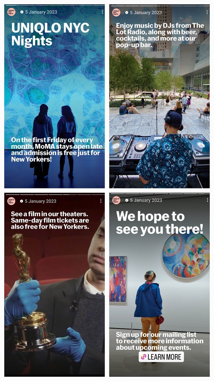 MoMa Instagram Stories Examples