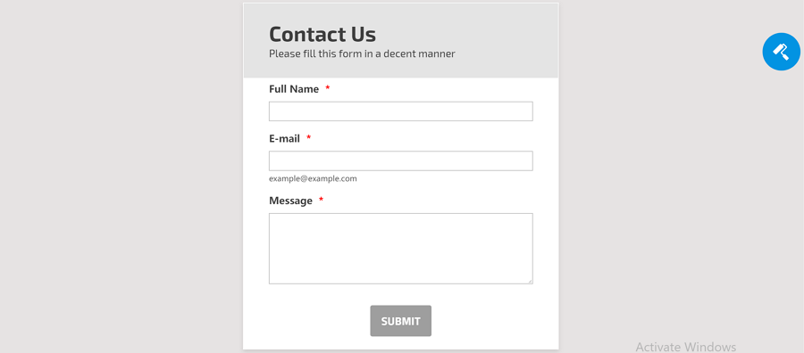 responsive site designer send message form