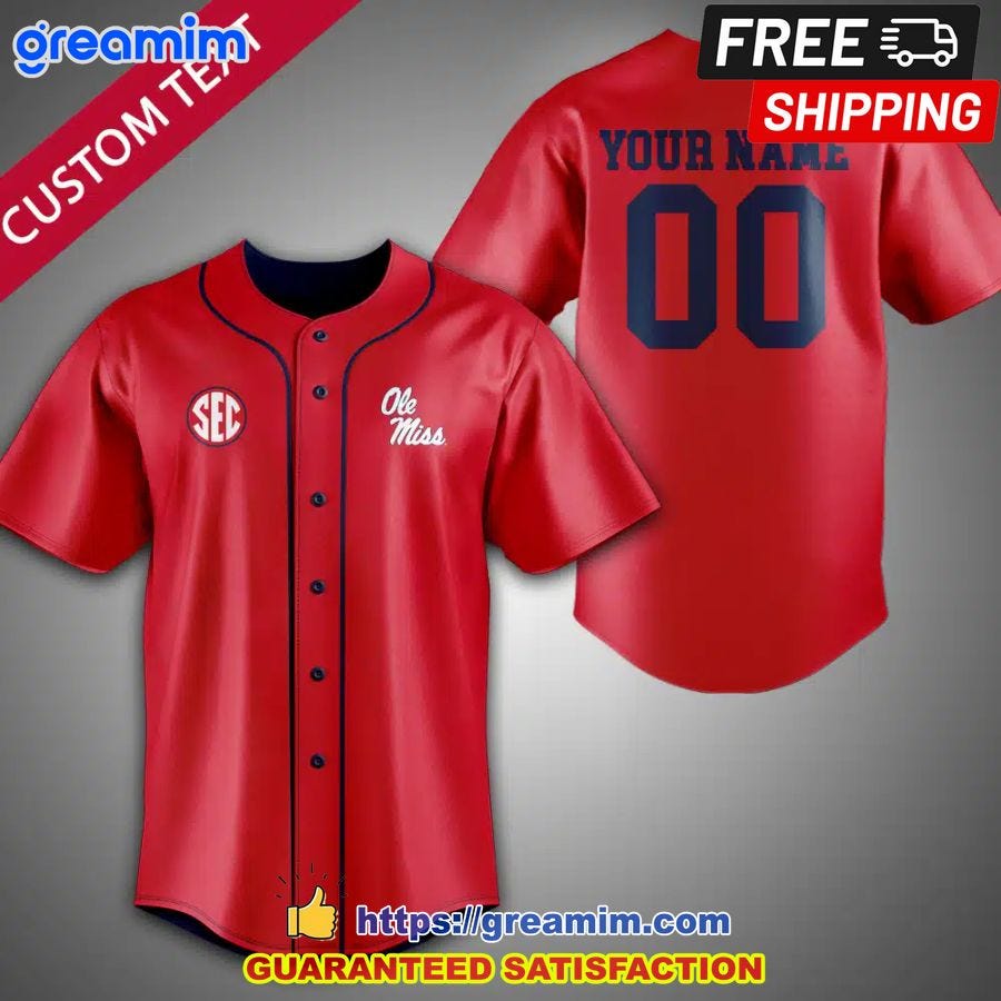 NCAA Ole Miss Rebels Personalized Fashion Baseball Jersey