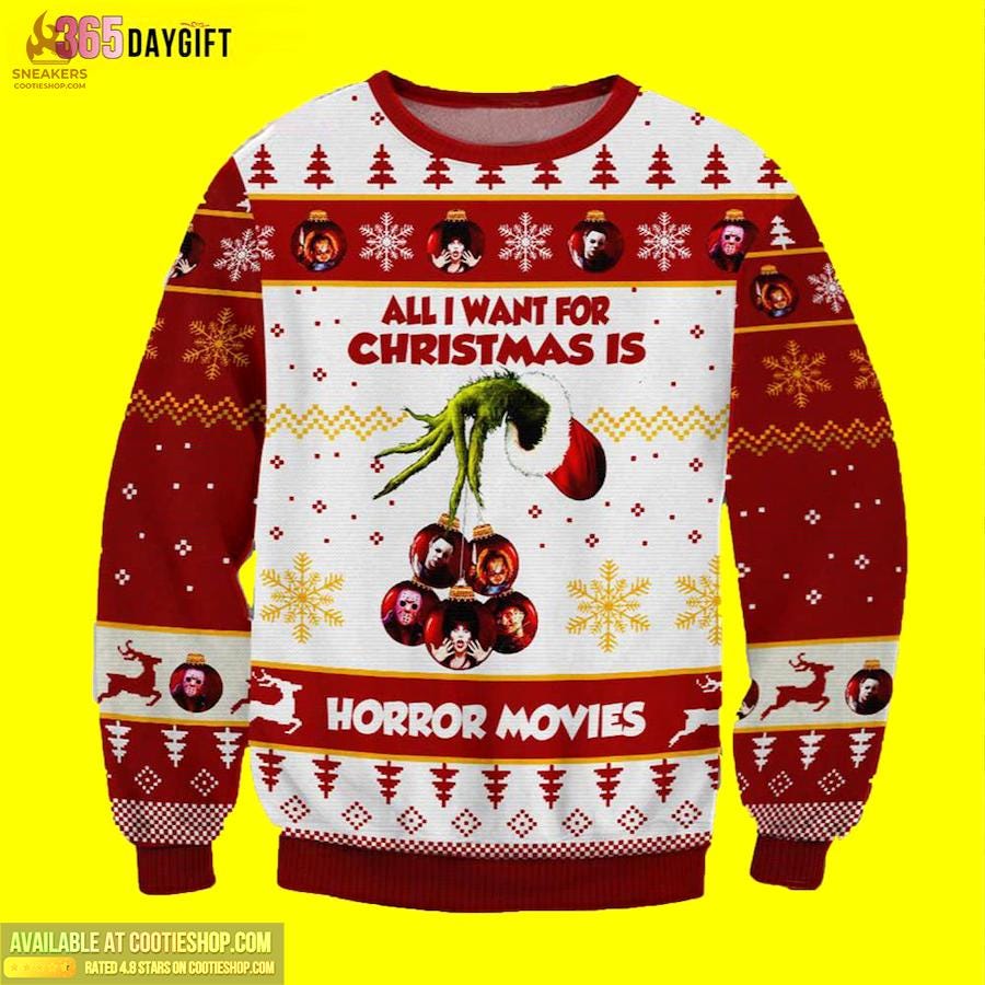 Horror Movies Grinch All-Over Print Thicken Sweater Travis Scott Merch