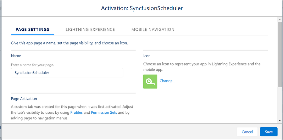 Activate the custom Scheduler component with the name SyncfusionScheduler