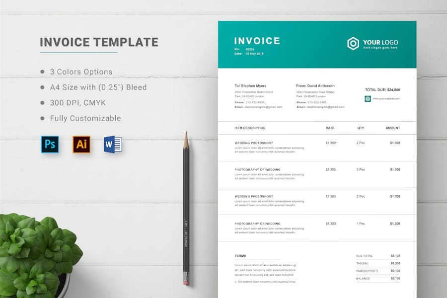 Printable Invoice Template for Microsoft Word